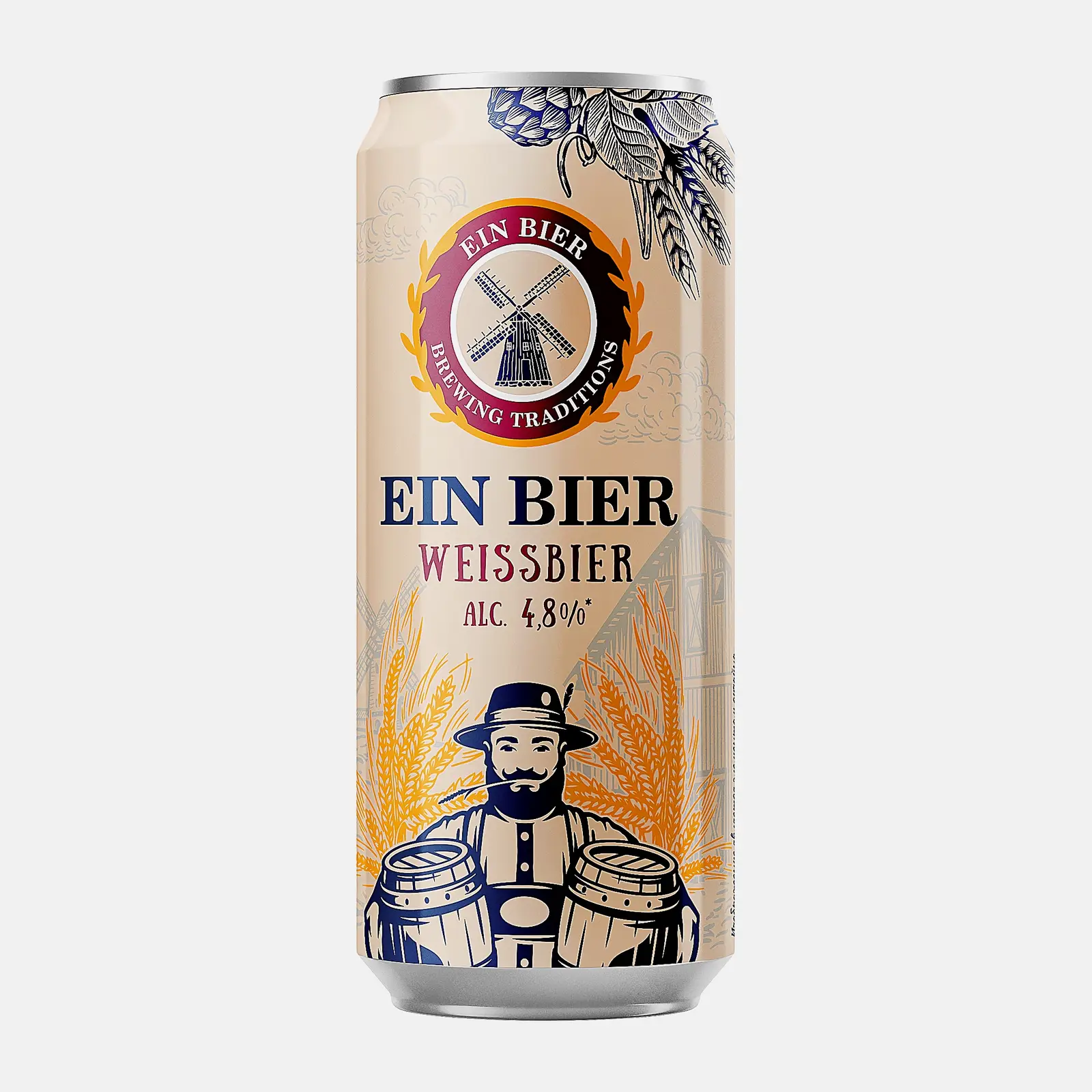 Пиво Ein Bier пшеничное светлое нефильтрованное 4.8% 450мл Пиво Ein Bier пшеничное светлое нефильтрованное 4.8% 450мл
