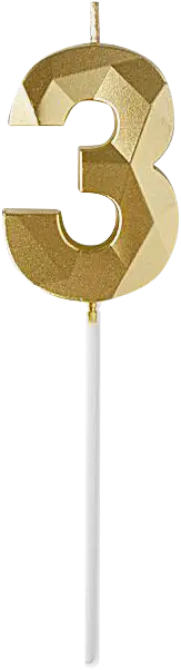 Свеча-цифра 3 Пакетико металик Brilliant