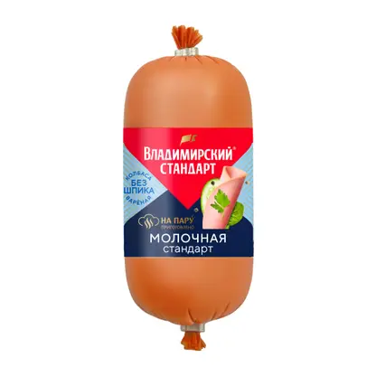 Изображение товара Колбаса Владимирский стандарт Молочная Стандарт на пару вареная 400г