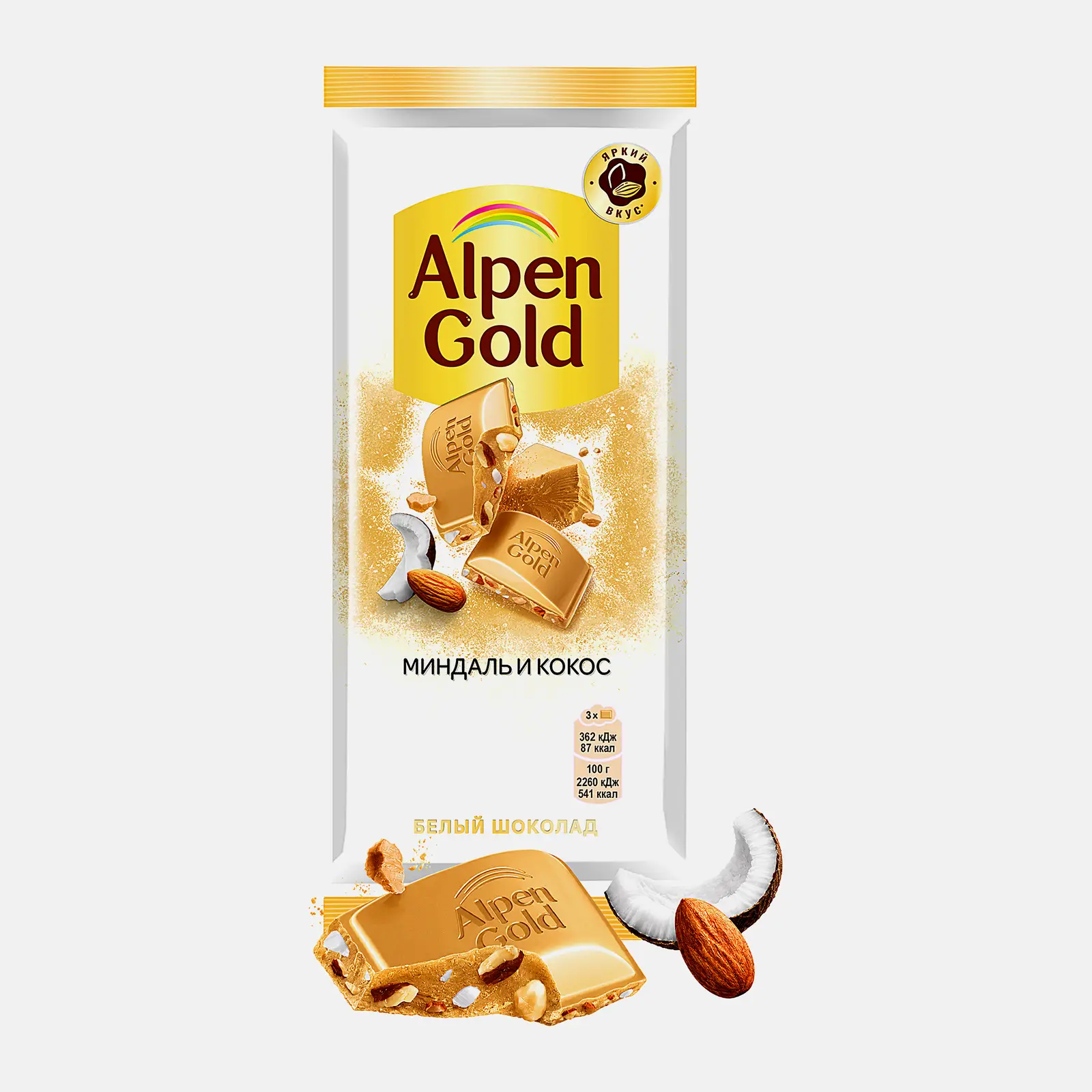 Шоколад Alpen Gold белый Миндаль и кокос 80г Шоколад Alpen Gold белый Миндаль и кокос 80г