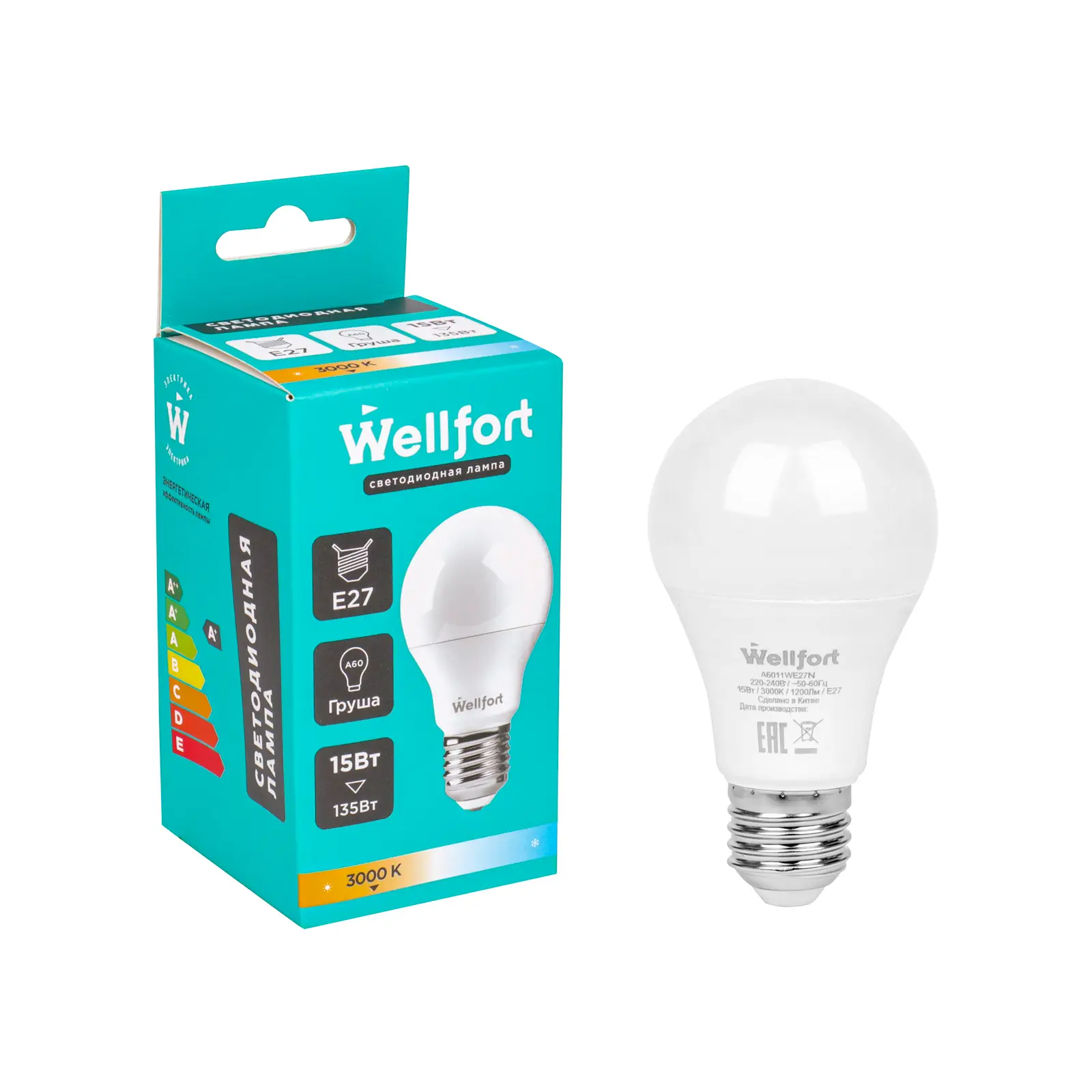 Изображение товара Лампа светодиодная Wellfort груша 15Вт Е27 тёплый свет