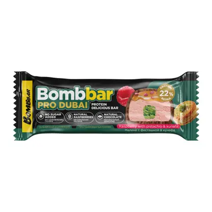 Изображение товара Батончик протеиновый Малина с фисташкой и кунафа Bombbar 45г