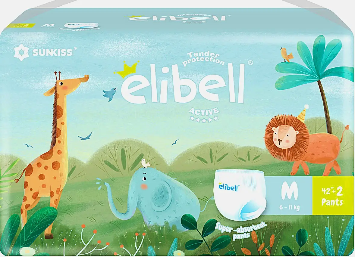 Подгузники-трусики Elibell active р.M 6-11кг 44шт