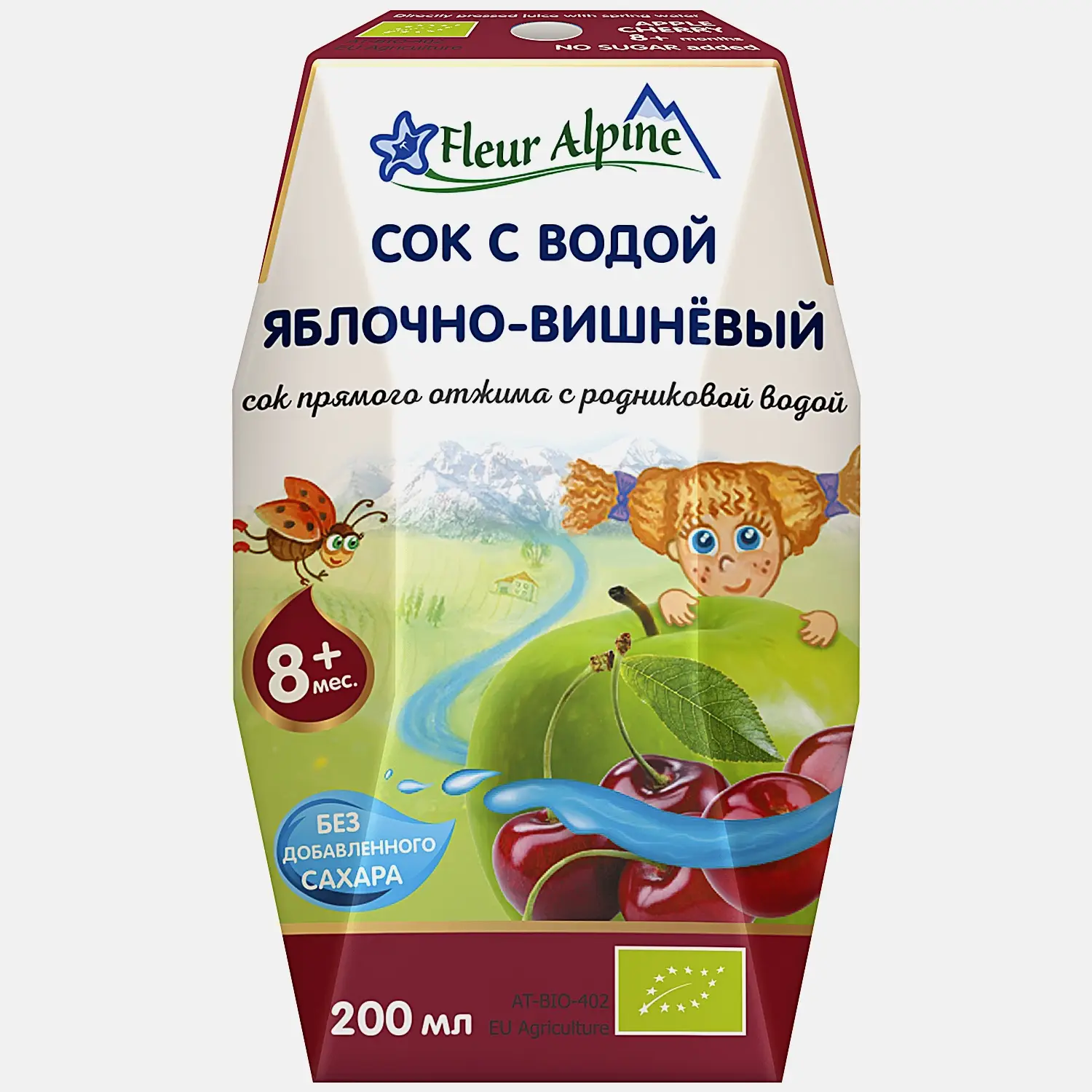 Изображение товара Детский сок Флёр альпин прямого отжима яблоко вишня 200 мл органический