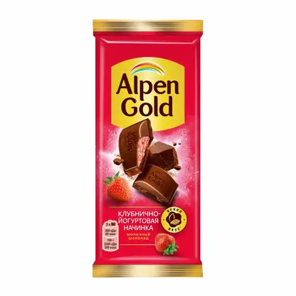 Изображение товара Молочный шоколад с клубнично-йогуртовой начинкой Alpen Gold 80г