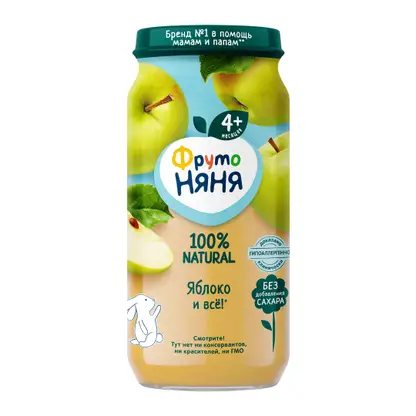 Изображение товара Пюре детское Яблоко с 4 месяцев Фрутоняня 250г
