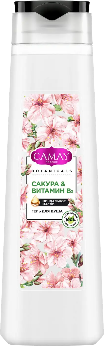 Изображение товара Гель для душа Camay Botanicals сакура 400мл с натуральными экстрактами и ароматом