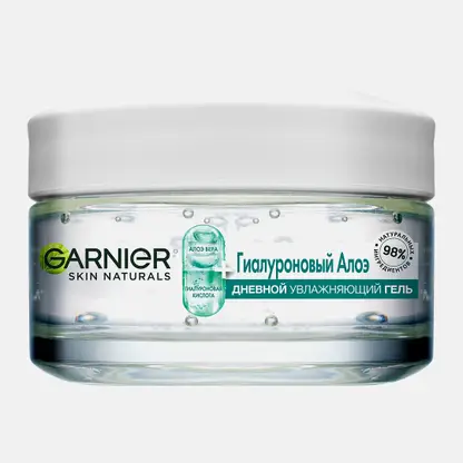 Алоэ-гель для лица Garnier Skin Naturals Гиалуроновый увлажняющий дневной с алоэ вера и гиалуроновой кислотой для интенсивного увлажнения и упругости нормальной и смешанной кожи 50мл