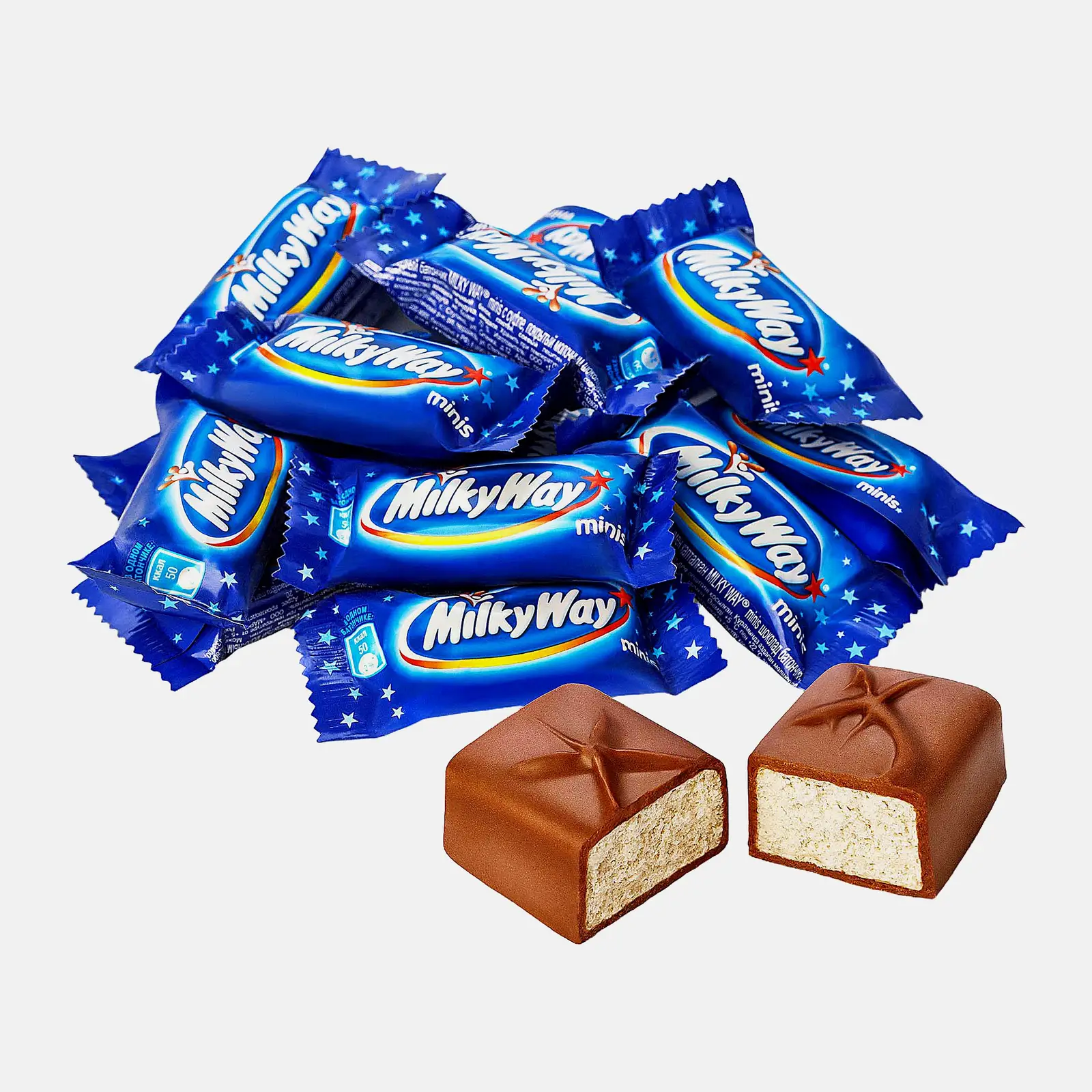 Изображение товара Молочные шоколадные конфеты Milky Way minis 6 кг мягкое суфле покрытое шоколадом