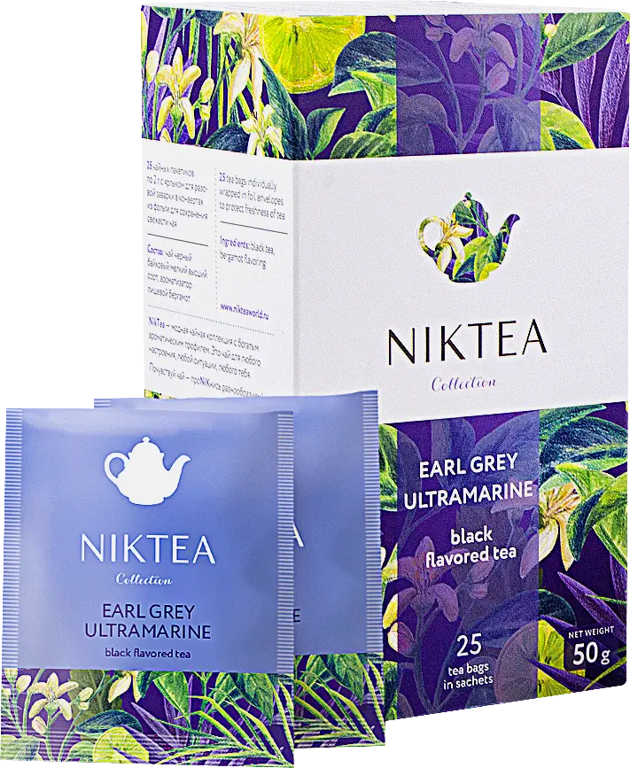Изображение товара Чёрный чай Earl Grey с бергамотом Niktea 25 пакетов для насыщенного аромата