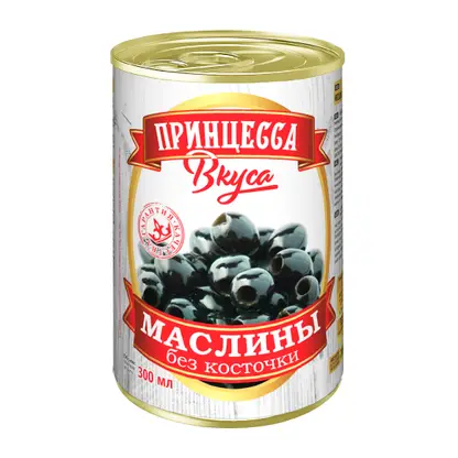 Изображение товара Маслины черные без косточки Принцесса Вкуса 300 мл