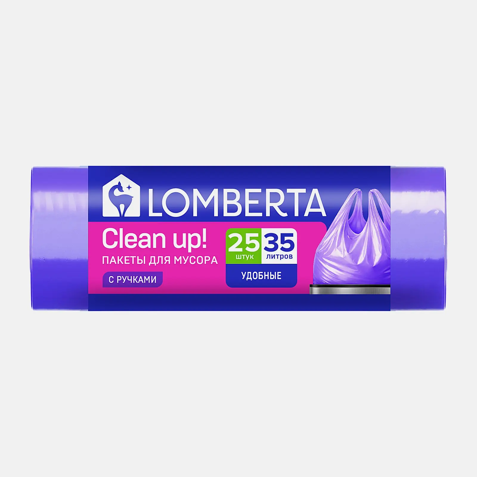 Пакеты для мусора Lomberta с ручками 35л 25шт 10мкм Пакеты для мусора Lomberta с ручками 35л 25шт 10мкм