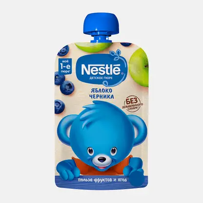 Пюре фруктовое детское яблоко и черника с 5 месяцев Nestle 90г