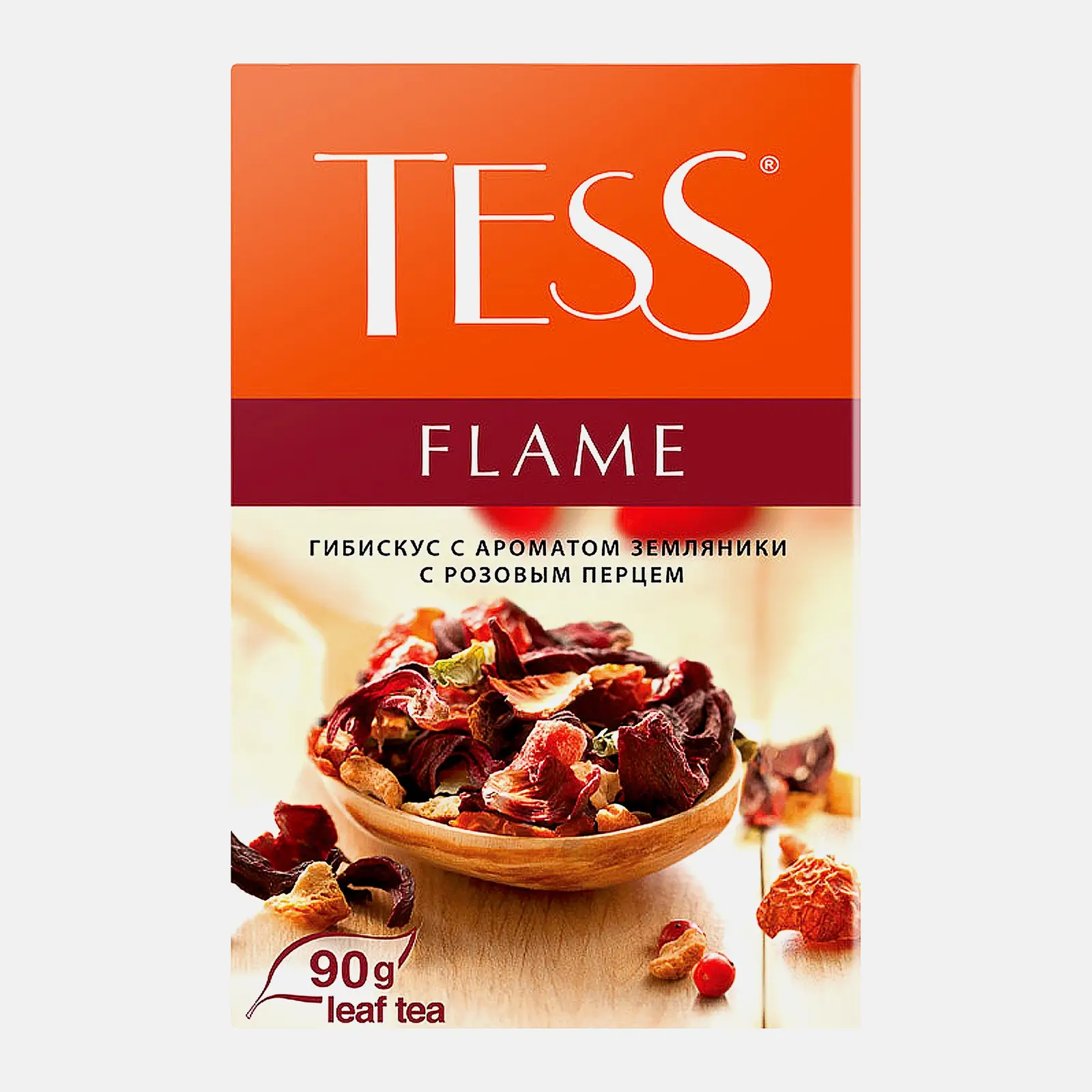 Чайный напиток Tess Flame гибискус-земляника-розовый перец 90г Чайный напиток Tess Flame гибискус-земляника-розовый перец 90г
