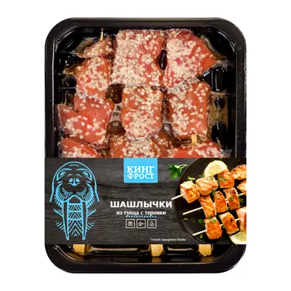 Изображение товара Шашлычки из тунца филе-кусочки в соусе терияки Кинг Фрост 400г