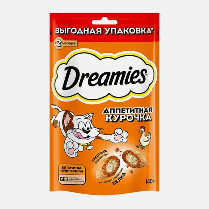 Лакомство для кошек подушечки с курицей Dreamies 140г