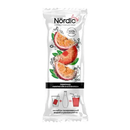 Изображение товара Фруктово-ягодная основа лимонада маракуйя-клубника Nordic 60г