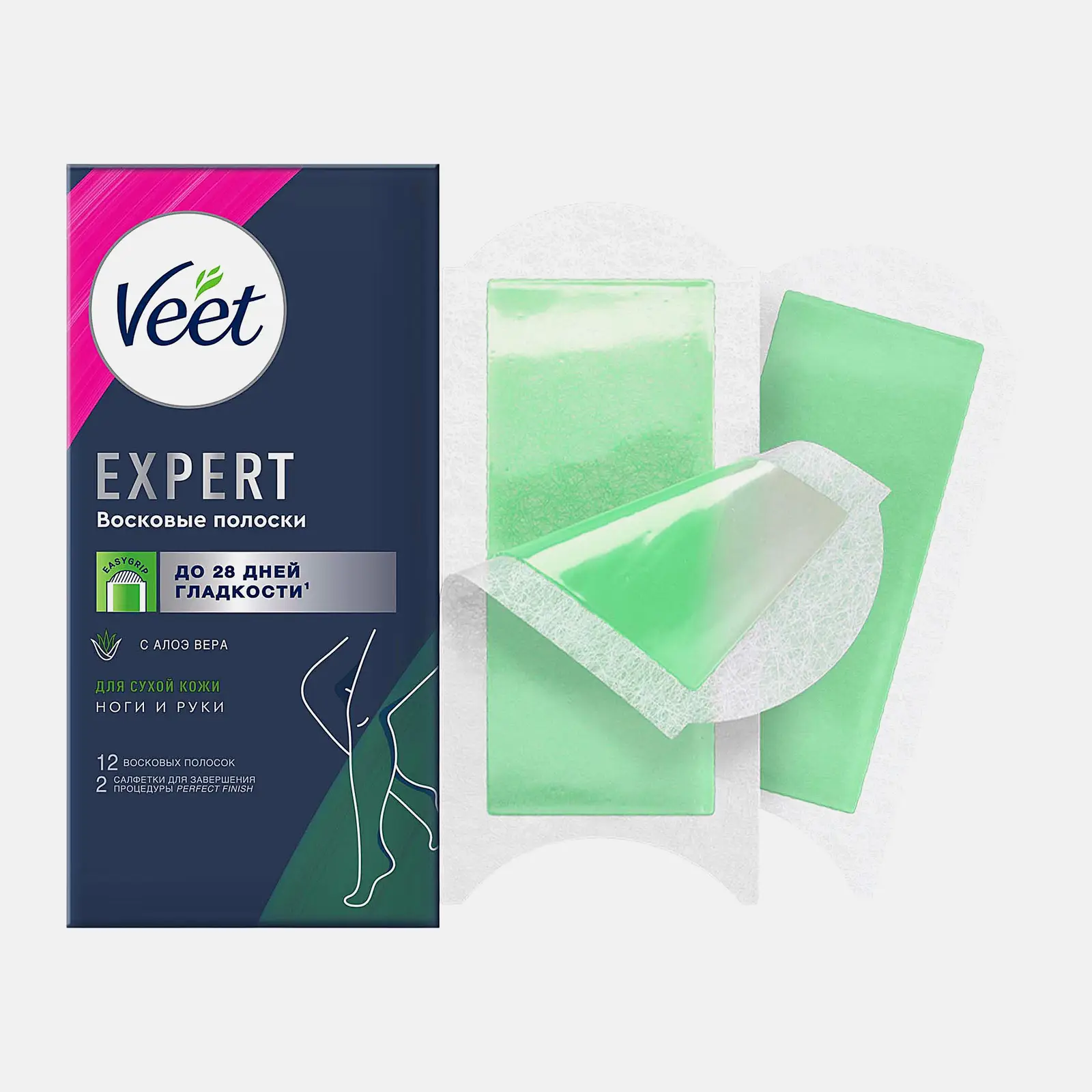 Восковые полоски Veet Expert для депиляции для сухой кожи 12шт