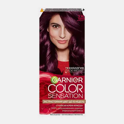 Стойкая крем-краска для волос Garnier Color Sensation Роскошь цвета с перламутром и эссенцией розы 3.16 Аметист 110мл