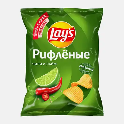 Чипсы рифленые со вкусом чили и лайма Lays 105г