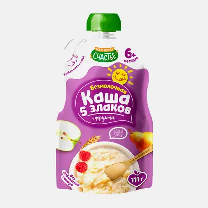 Каша Маленькое счастье безмолочная 5 злаков фрукты 111г