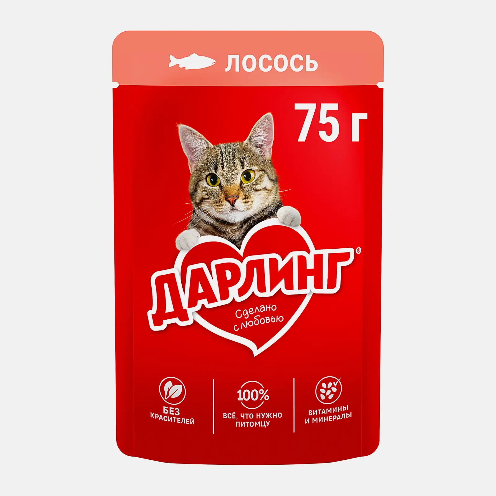Влажный корм для кошек в подливе с лососем Дарлинг 75г