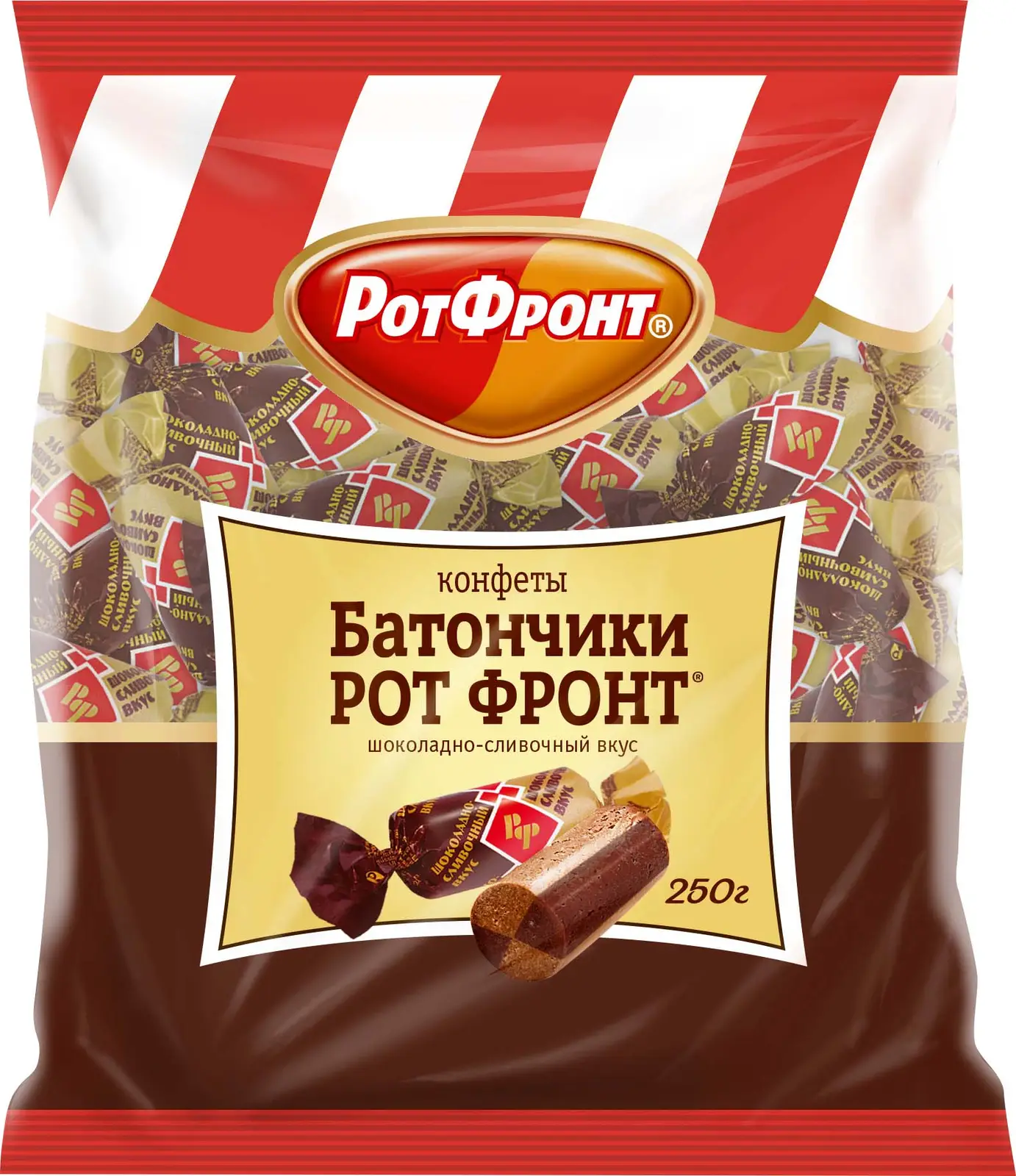 Конфеты Рот Фронт Батончики шоколадно-сливочный вкус 250г — в каталоге на  сайте сети Магнит | Краснодар