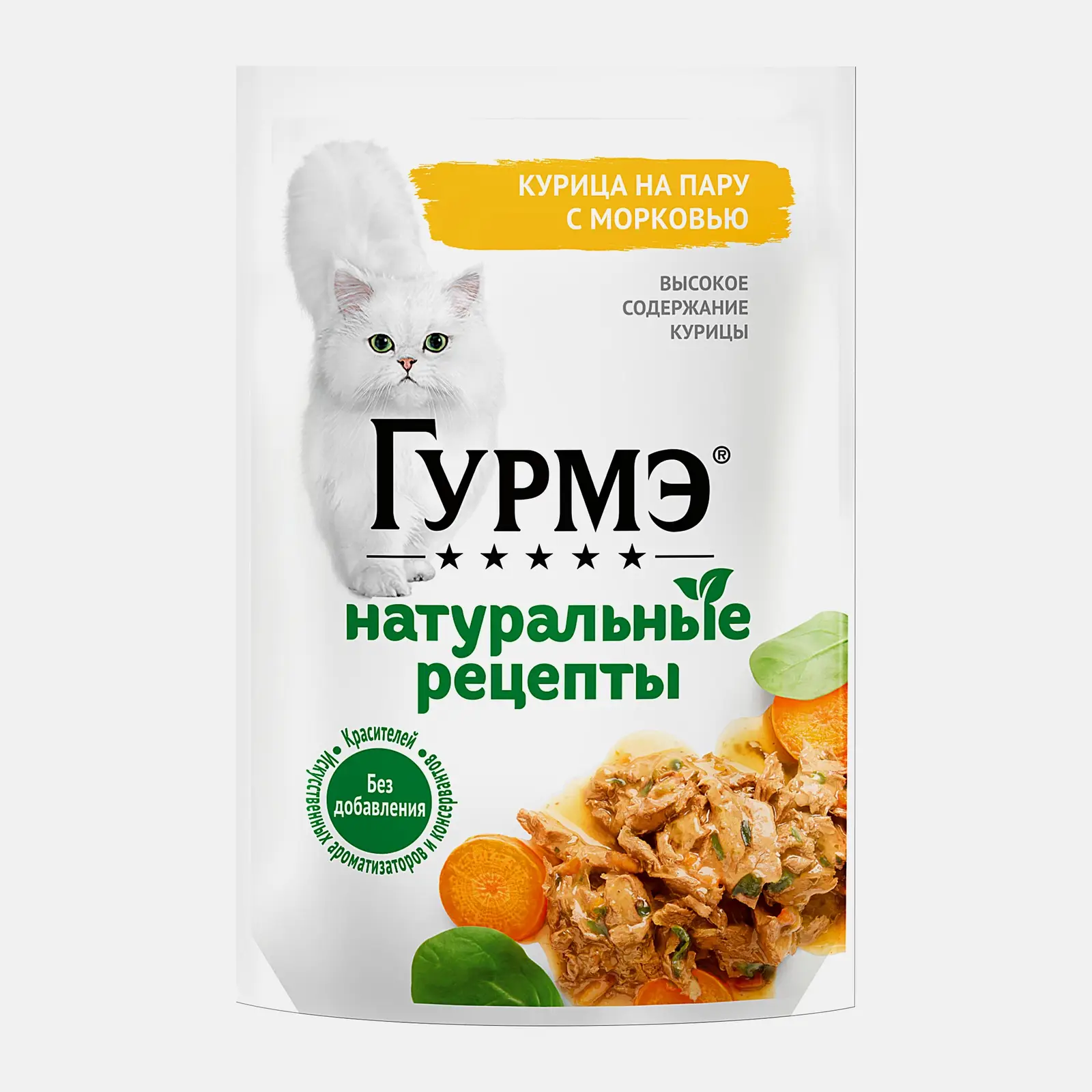Влажный корм для кошек Натуральные рецепты курица-морковь Гурмэ 75г Влажный корм для кошек Натуральные рецепты курица-морковь Гурмэ 75г