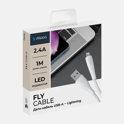 Дата-кабель Deppa Fly 8pin 2.4А нейлон 72530 1м