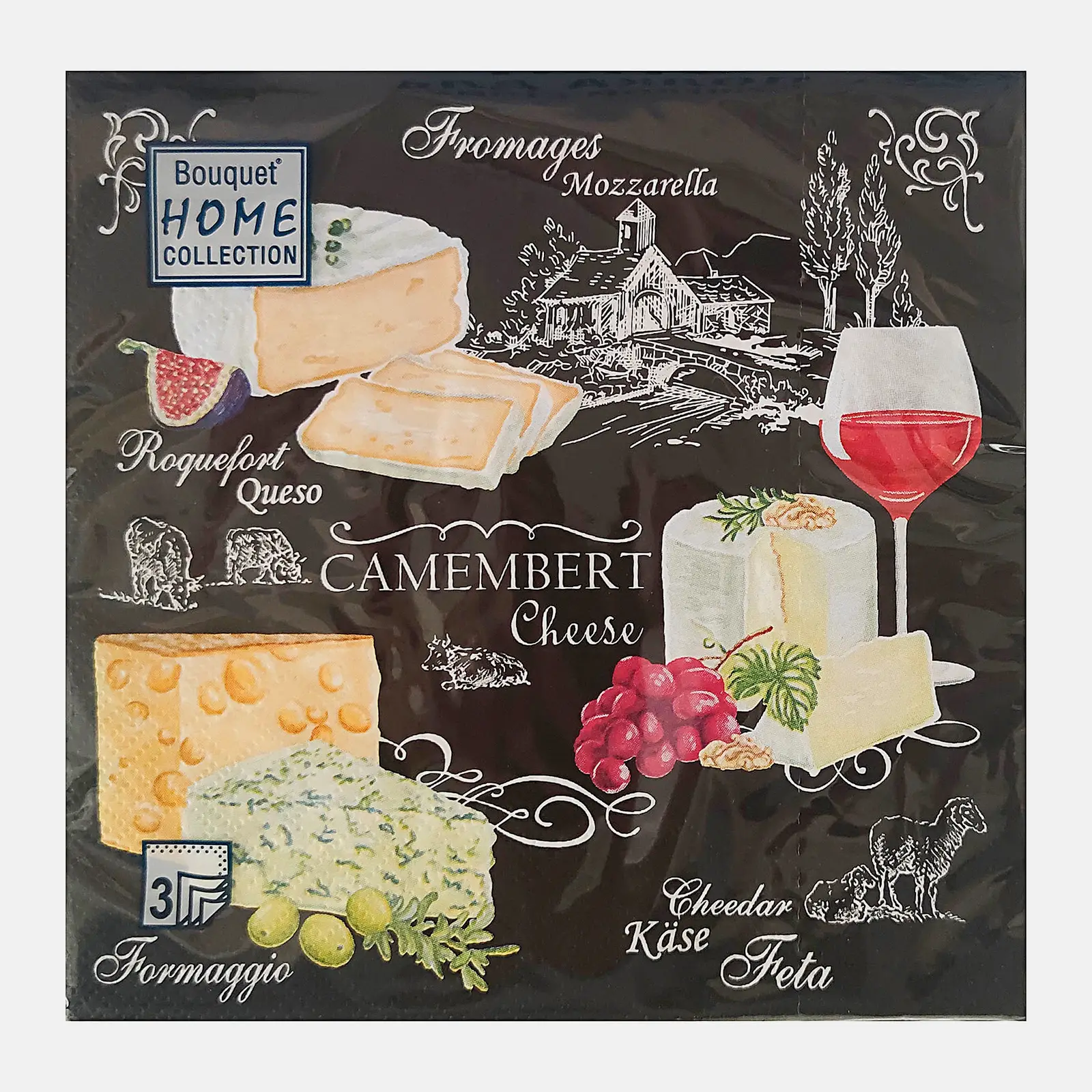 Салфетки Bouquet Home Застолье 33*33см 3 слоя 20шт Салфетки Bouquet Home Застолье 33*33см 3 слоя 20шт