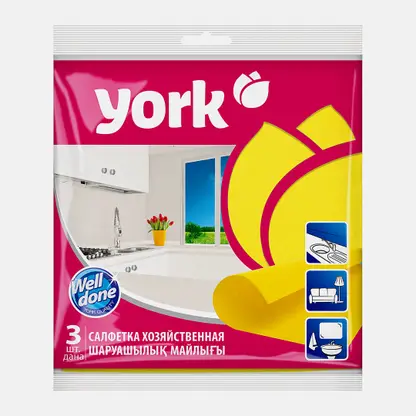 Салфетка York Azur хозяйственная 85г/м2 вискоза 35*35см 3шт