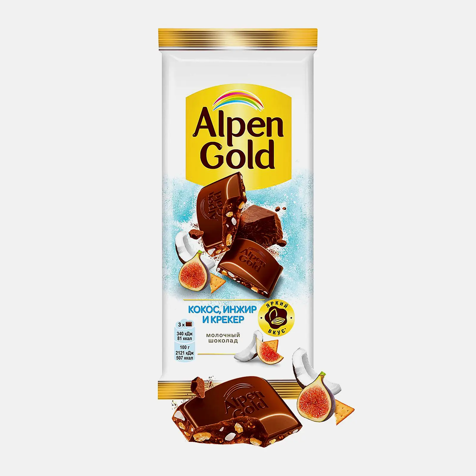 Шоколад Alpen Gold молочный Кокос инжир и крекер 80г