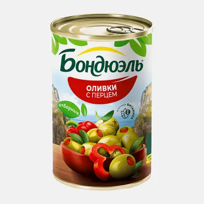 Оливки Бондюэль со сладким перцем 300г