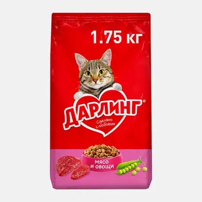Сухой корм для кошек с мясом и овощами Дарлинг 1.75кг