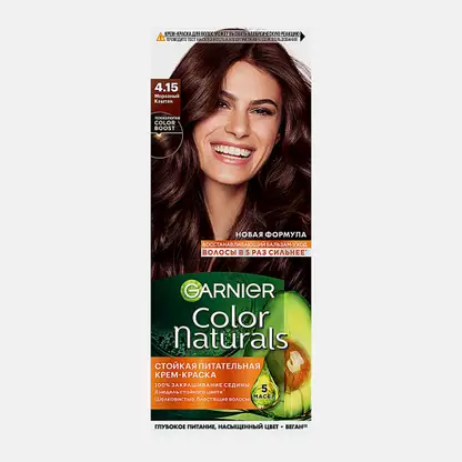 Стойкая крем-краска для волос Garnier Color Naturals питательная оттенок 4.15 Морозный каштан