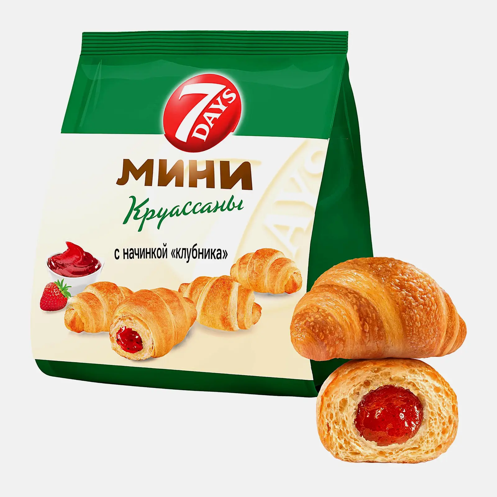 Мини-круассаны с начинкой Клубника 7Days 265г Мини-круассаны с начинкой Клубника 7Days 265г