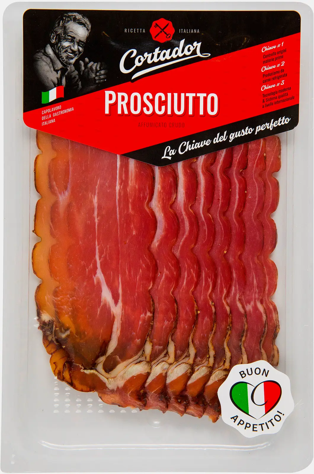 Изображение товара Прошутто Cartador в нарезке сыро-копченый 80г свежий деликатес