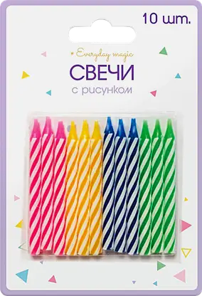Свечи Пакетико праздничные 10шт