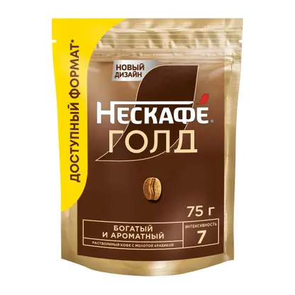 Изображение товара Кофе растворимый Нескафеголд 75г Изображение товара Кофе растворимый Нескафеголд 75г