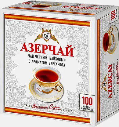 Чай черный Азерчай с ароматом бергамота 100пак 200г