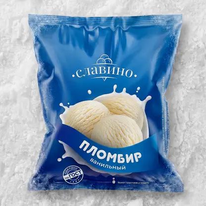 Мороженое Славино пломбир ванильный 12% 400г