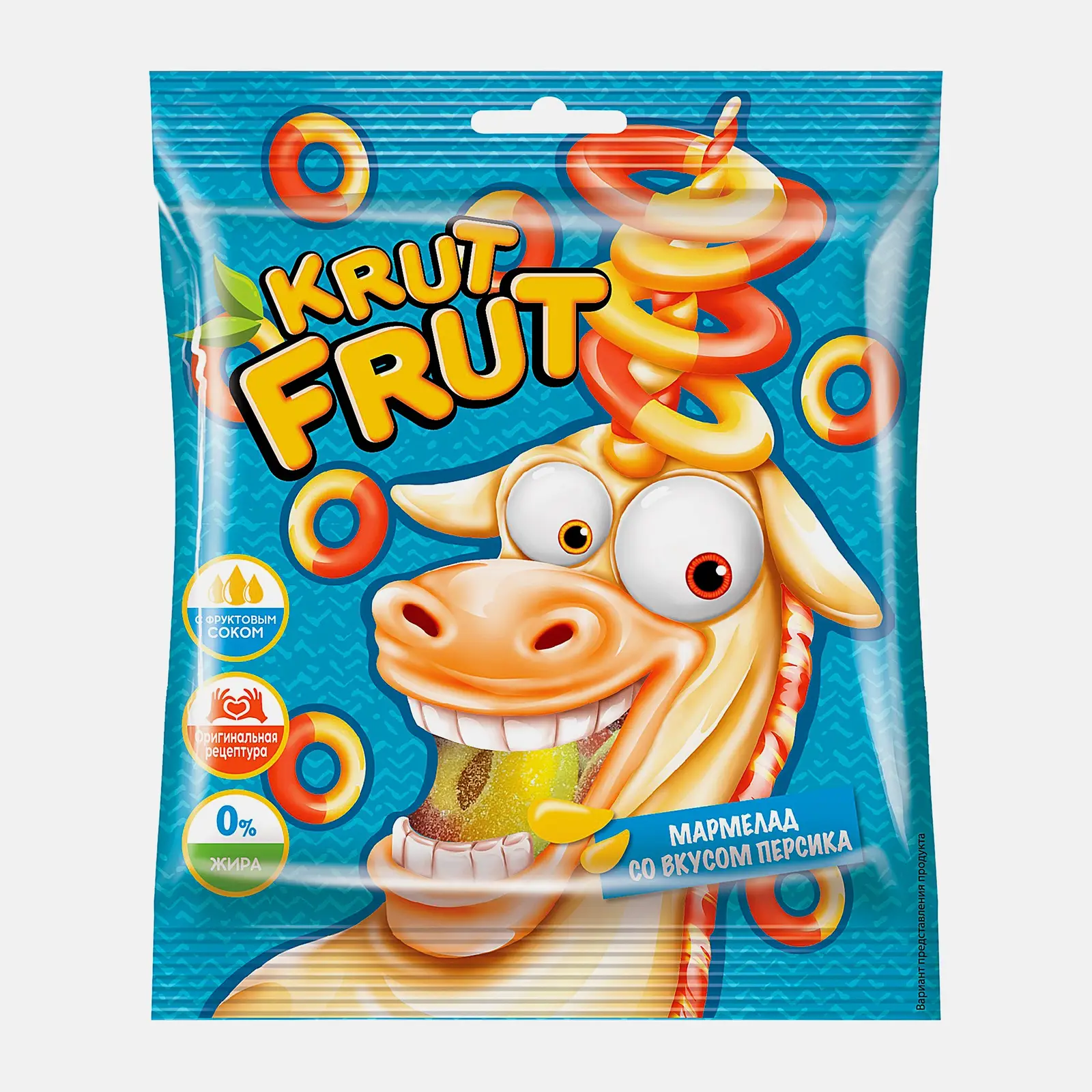 Изображение товара Мармелад жевательный Krut Frut Колечки со вкусом персика 70г