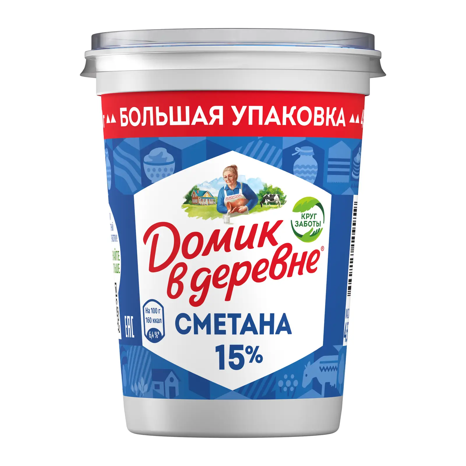 Изображение товара Сметана Домик в деревне 15% 450г - натуральный сливочный продукт для блюд