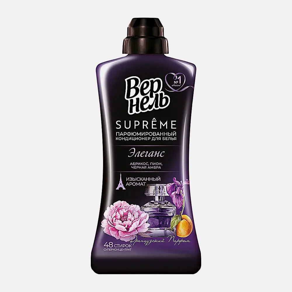 Кондиционер ополаскиватель для белья Вернель Супрем Элеганс концентрированный парфюмированный 1.2л