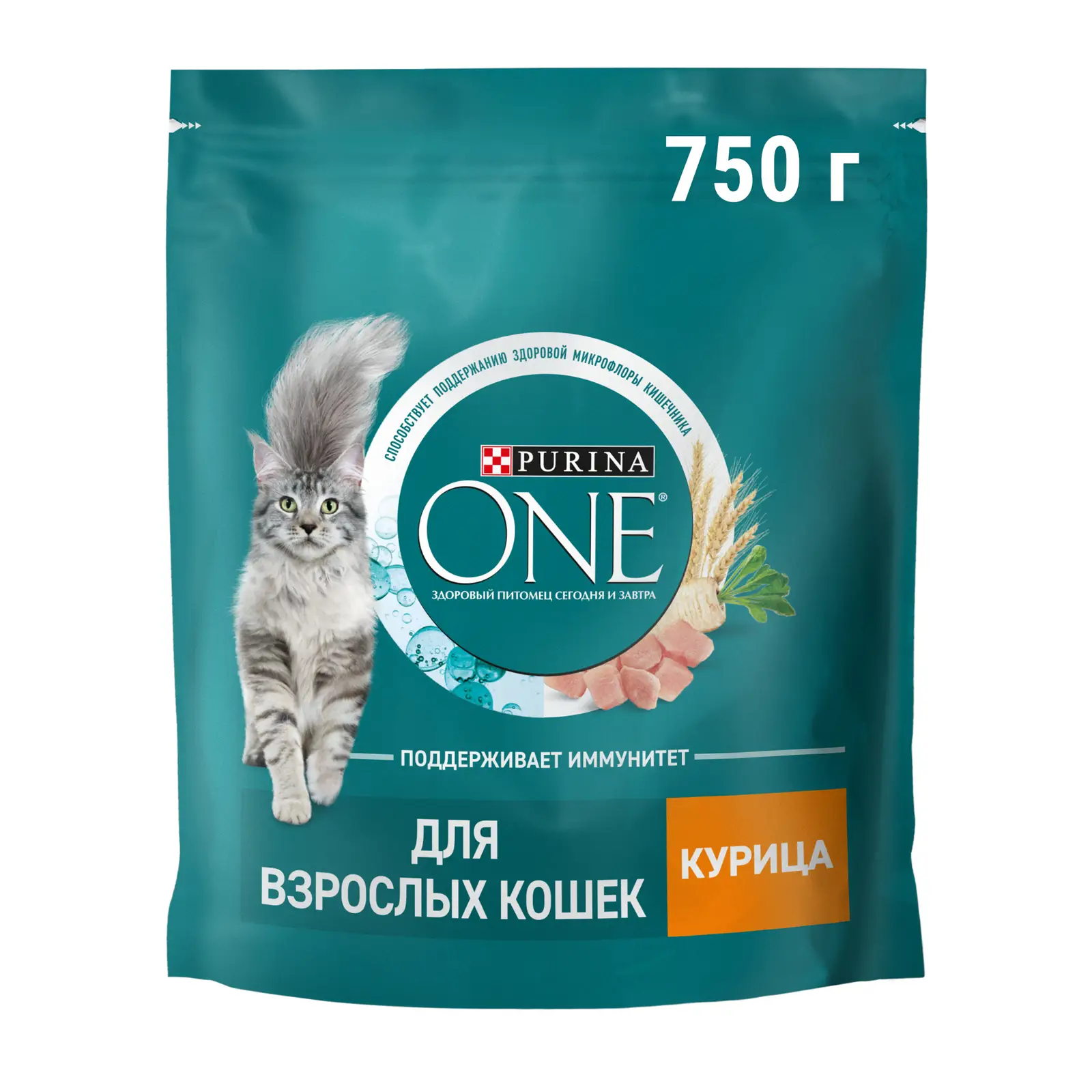 Изображение товара Сухой корм для взрослых кошек Purina One с курицей и цельными злаками 750г