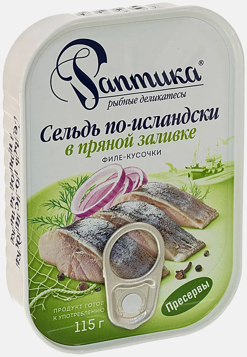 Изображение товара Консервированная сельдь Раптика По-исландски в пряной заливке 115г