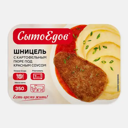 Шницель СытоЕдов с картофельным пюре под красным соусом замороженный 350г