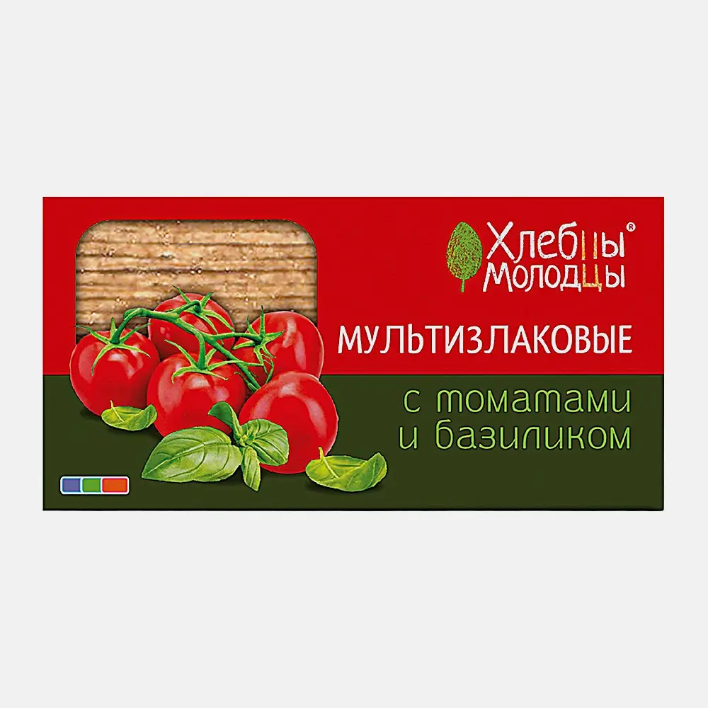 Хлебцы Хлебцы молодцы хрустящие мультизлаковые с томатами и базиликом 100г