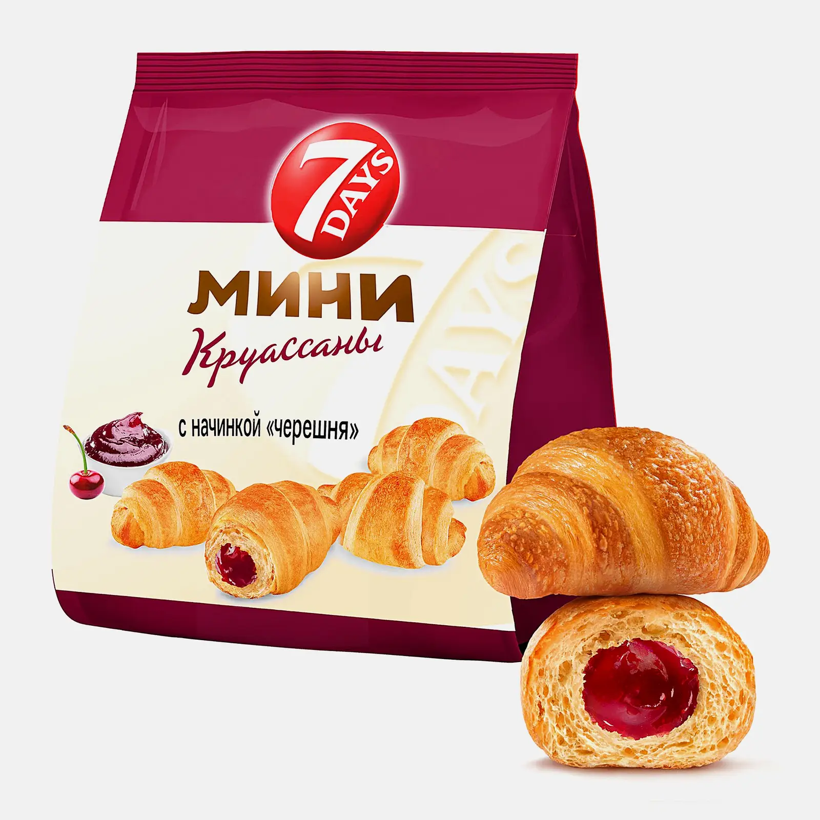 Мини-круассаны с начинкой Черешня 7Days 265г