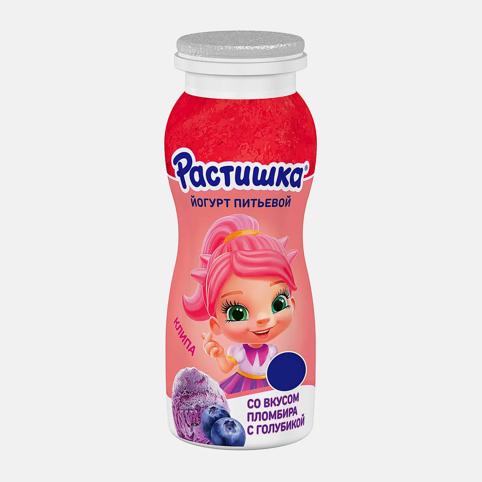 Изображение товара Йогурт Растишка питьевой пломбир голубика 1.6% 90г